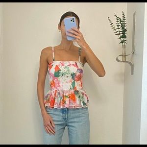 Multicolor Ruched Ruffle Top Size XS